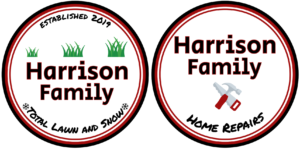 Logos for Harrison Family Total Lawn and Snow and Harrison Family Home Repairs